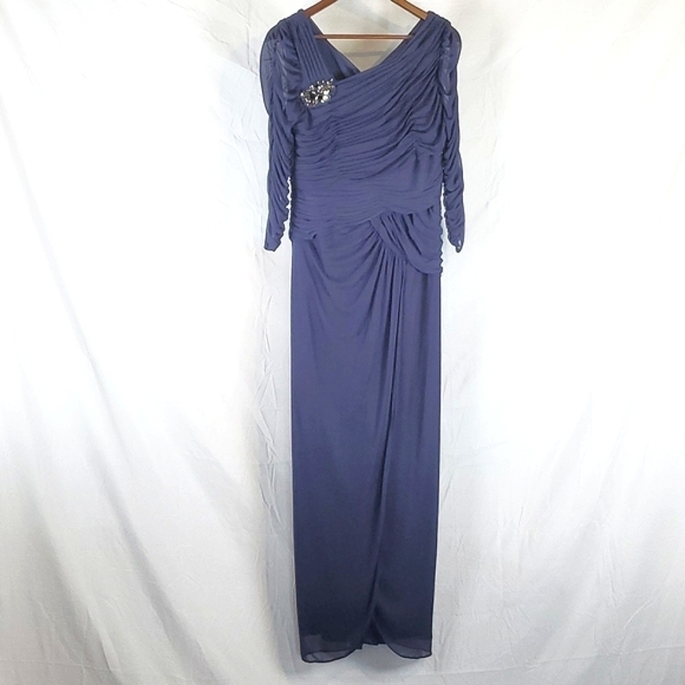 Adrianna Papell Occasions Blue Formal Ruched Maxi Dress